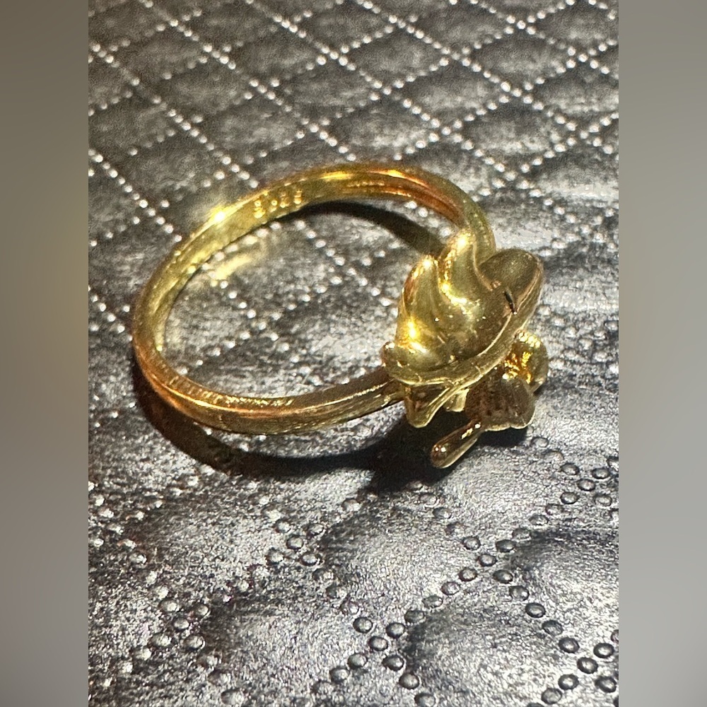 18K Gold Over Sterling Silver Peanuts Woodstock Ring Snoopy Bird Comic Character - Picture 5 of 6